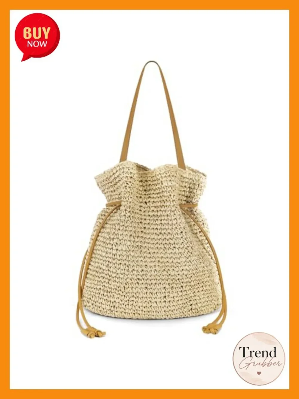Hand Woven Raffia Beach Tote, Adjustable Drawstring Straw Bag, Summer Shoulder